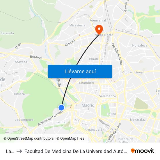 Lago to Facultad De Medicina De La Universidad Autónoma De Madrid map