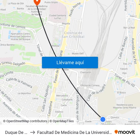 Duque De Pastrana to Facultad De Medicina De La Universidad Autónoma De Madrid map