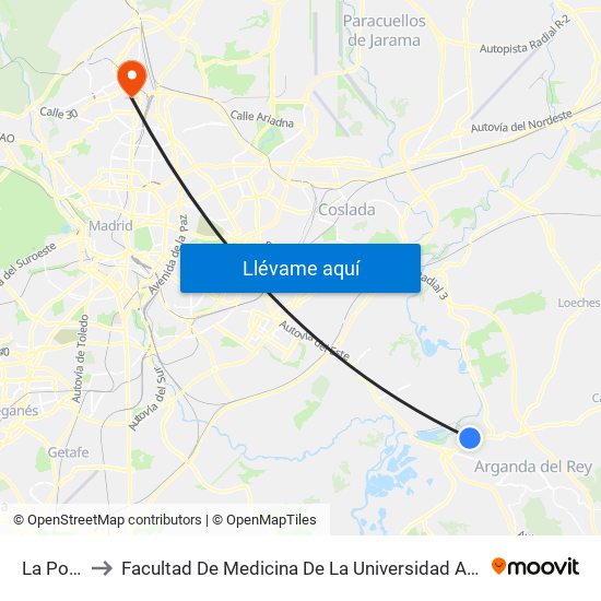 La Poveda to Facultad De Medicina De La Universidad Autónoma De Madrid map
