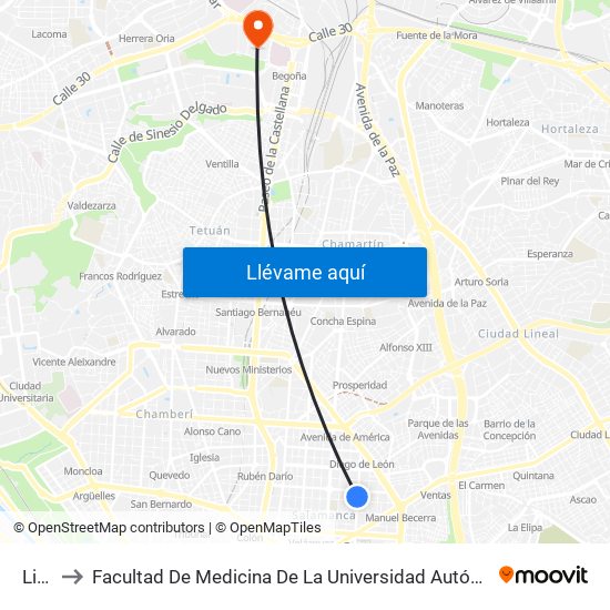Lista to Facultad De Medicina De La Universidad Autónoma De Madrid map