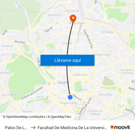 Palos De La Frontera to Facultad De Medicina De La Universidad Autónoma De Madrid map