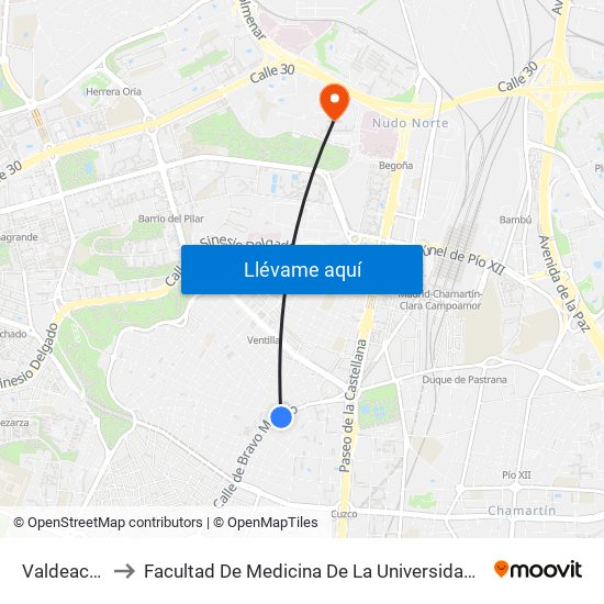 Valdeacederas to Facultad De Medicina De La Universidad Autónoma De Madrid map