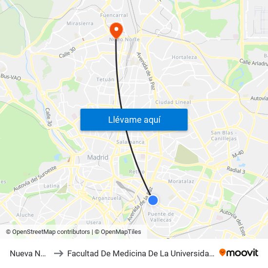 Nueva Numancia to Facultad De Medicina De La Universidad Autónoma De Madrid map