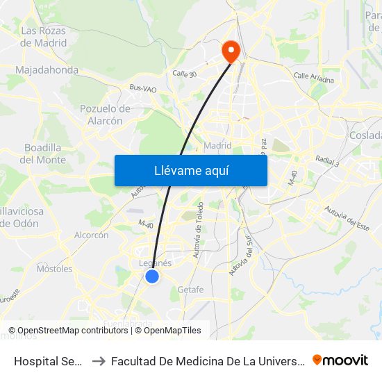 Hospital Severo Ochoa to Facultad De Medicina De La Universidad Autónoma De Madrid map