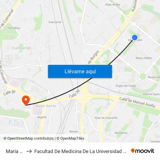María Tudor to Facultad De Medicina De La Universidad Autónoma De Madrid map