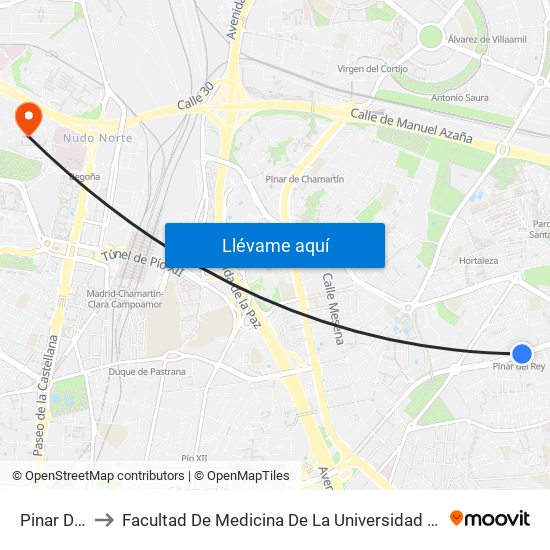 Pinar Del Rey to Facultad De Medicina De La Universidad Autónoma De Madrid map