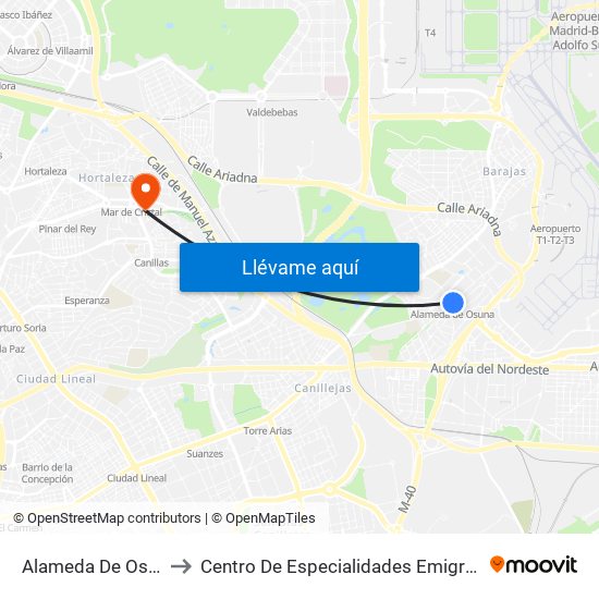 Alameda De Osuna to Centro De Especialidades Emigrantes map