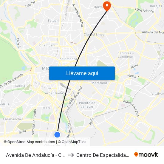 Avenida De Andalucía - Centro Comercial to Centro De Especialidades Emigrantes map