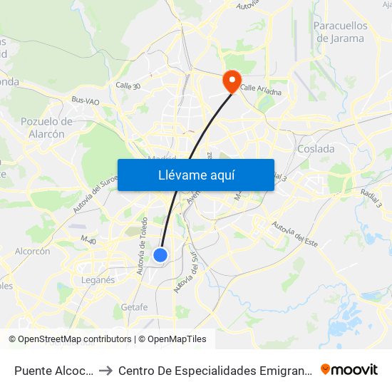Puente Alcocer to Centro De Especialidades Emigrantes map