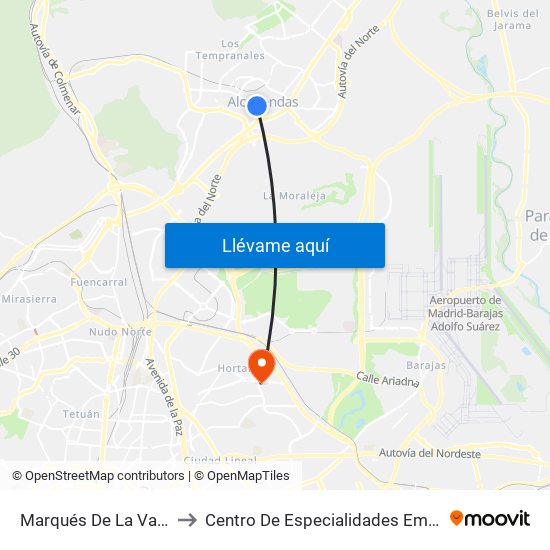 Marqués De La Valdavia to Centro De Especialidades Emigrantes map