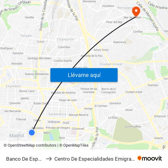 Banco De España to Centro De Especialidades Emigrantes map