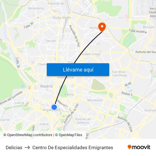 Delicias to Centro De Especialidades Emigrantes map