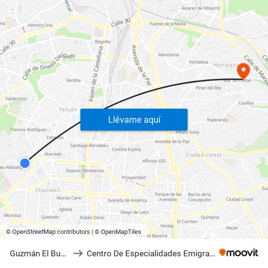 Guzmán El Bueno to Centro De Especialidades Emigrantes map