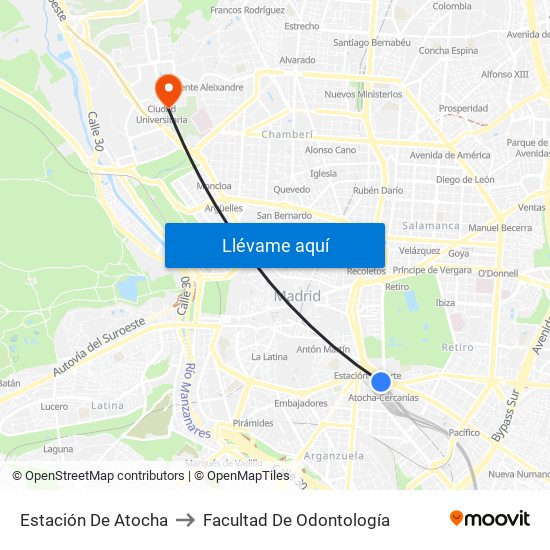 Estación De Atocha to Facultad De Odontología map