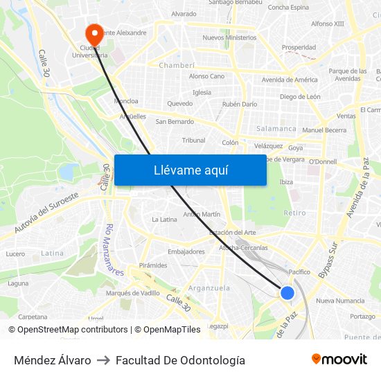 Méndez Álvaro to Facultad De Odontología map