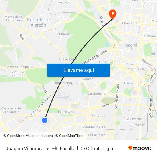 Joaquín Vilumbrales to Facultad De Odontología map