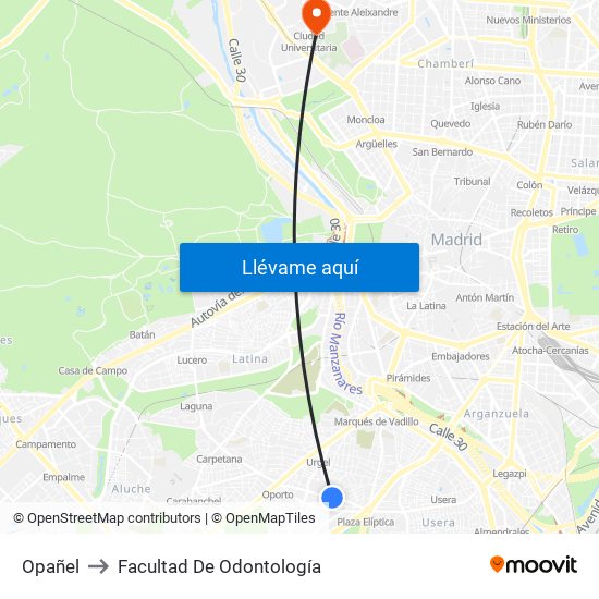 Opañel to Facultad De Odontología map