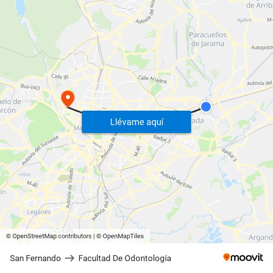 San Fernando to Facultad De Odontología map