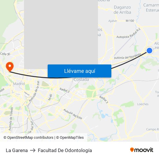 La Garena to Facultad De Odontología map