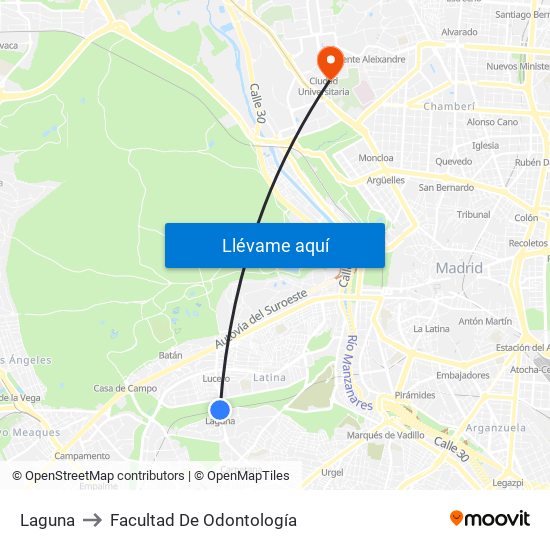 Laguna to Facultad De Odontología map