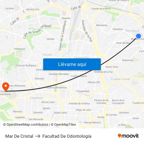 Mar De Cristal to Facultad De Odontología map