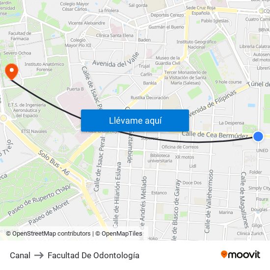 Canal to Facultad De Odontología map