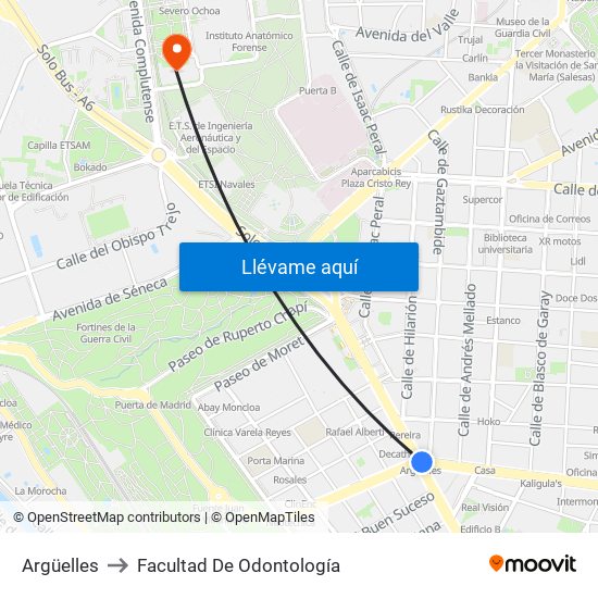 Argüelles to Facultad De Odontología map