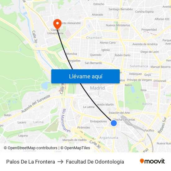 Palos De La Frontera to Facultad De Odontología map