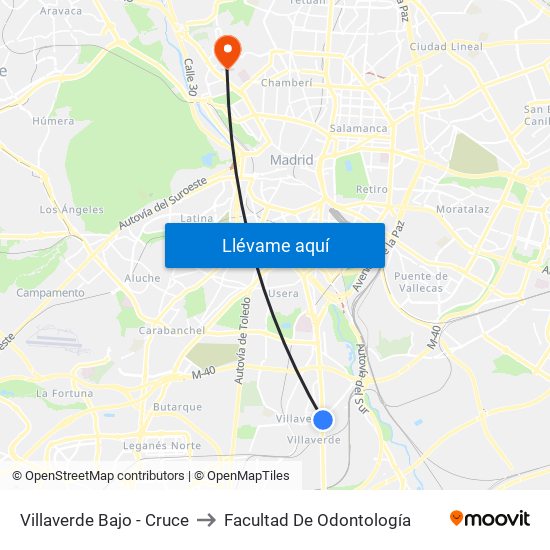 Villaverde Bajo - Cruce to Facultad De Odontología map