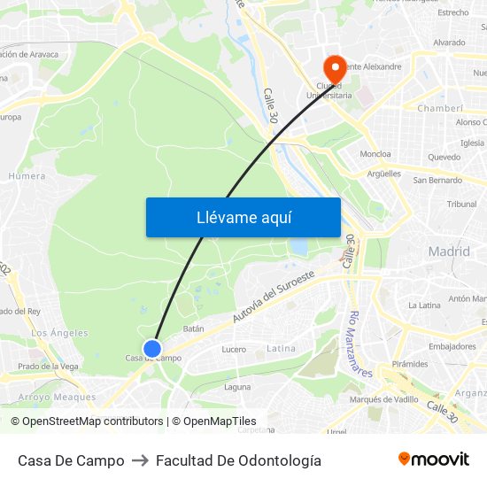 Casa De Campo to Facultad De Odontología map