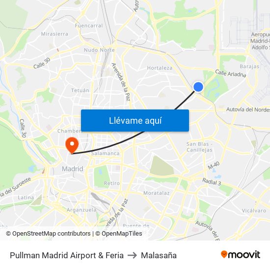 Pullman Madrid Airport & Feria to Malasaña map