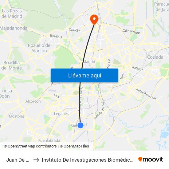 Juan De La Cierva to Instituto De Investigaciones Biomédicas De Madrid ""Alberto Sols"" map
