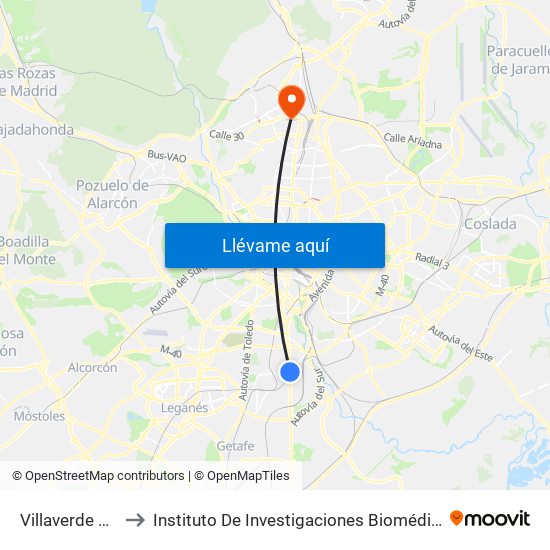 Villaverde Bajo - Cruce to Instituto De Investigaciones Biomédicas De Madrid ""Alberto Sols"" map