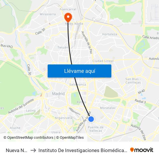 Nueva Numancia to Instituto De Investigaciones Biomédicas De Madrid ""Alberto Sols"" map