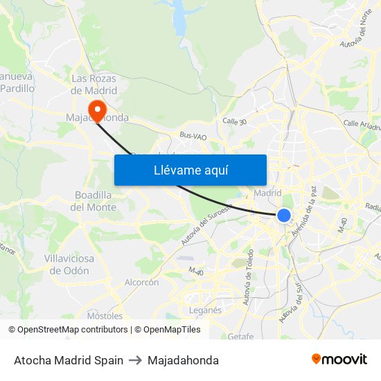 Atocha Madrid Spain to Majadahonda map