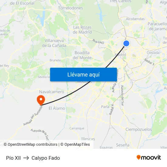 Pío XII to Calypo Fado map