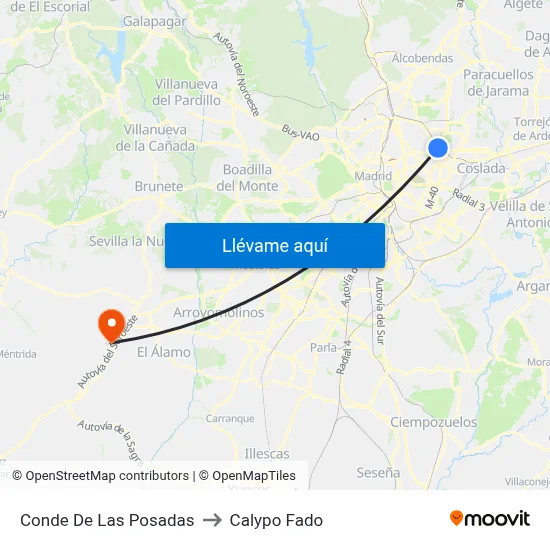 Conde De Las Posadas to Calypo Fado map