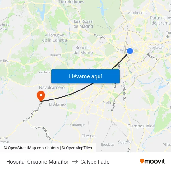 Hospital Gregorio Marañón to Calypo Fado map