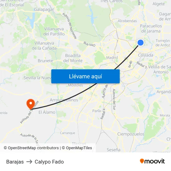 Barajas to Calypo Fado map