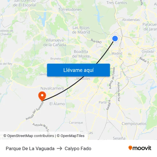 Parque De La Vaguada to Calypo Fado map