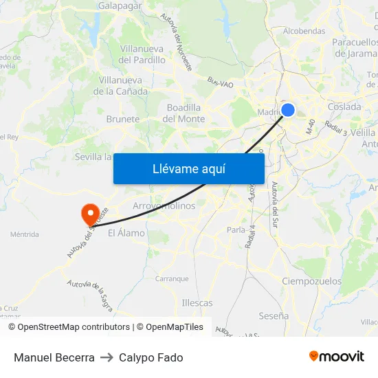 Manuel Becerra to Calypo Fado map