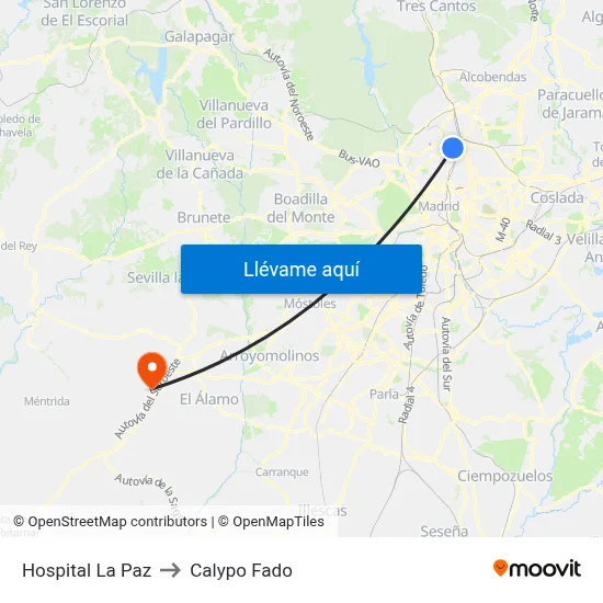 Hospital La Paz to Calypo Fado map