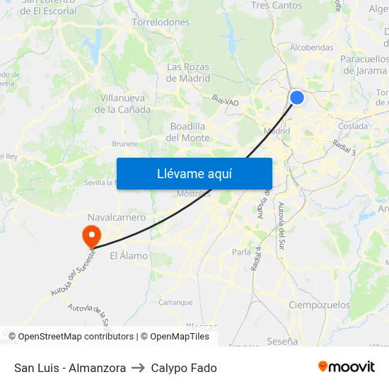 San Luis - Almanzora to Calypo Fado map