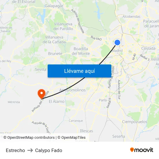 Estrecho to Calypo Fado map