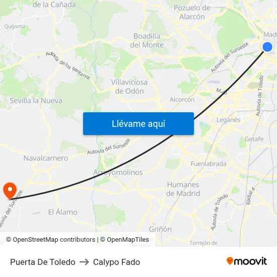 Puerta De Toledo to Calypo Fado map