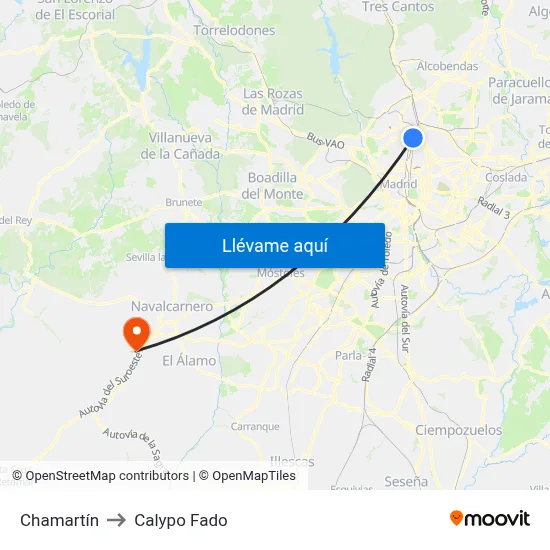Chamartín to Calypo Fado map