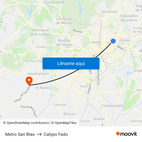 Metro San Blas to Calypo Fado map