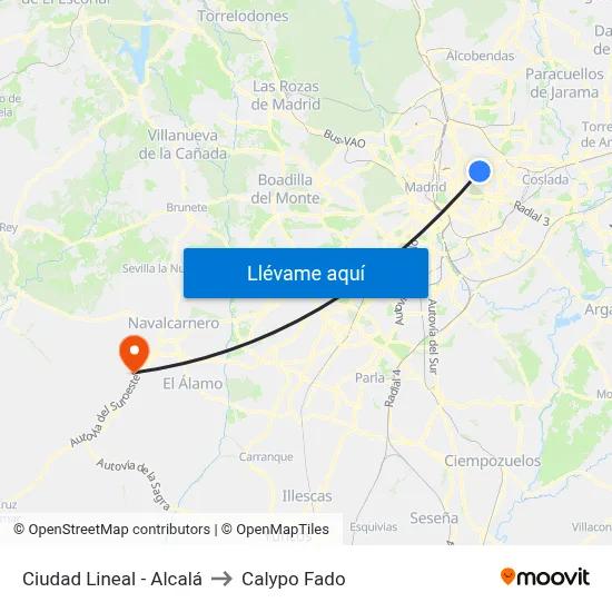 Ciudad Lineal - Alcalá to Calypo Fado map