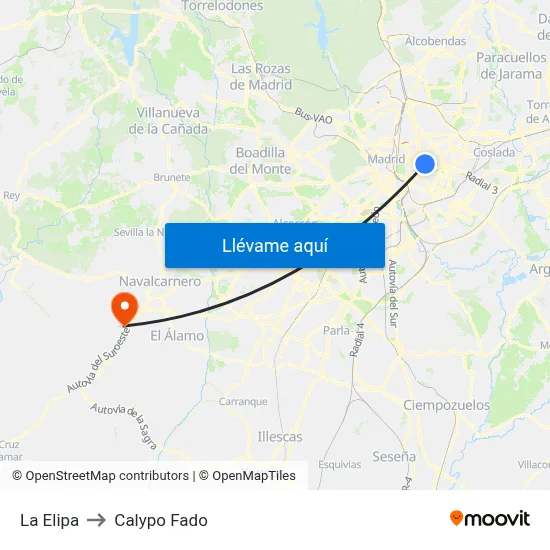 La Elipa to Calypo Fado map