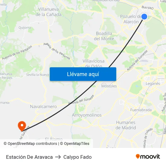 Estación De Aravaca to Calypo Fado map